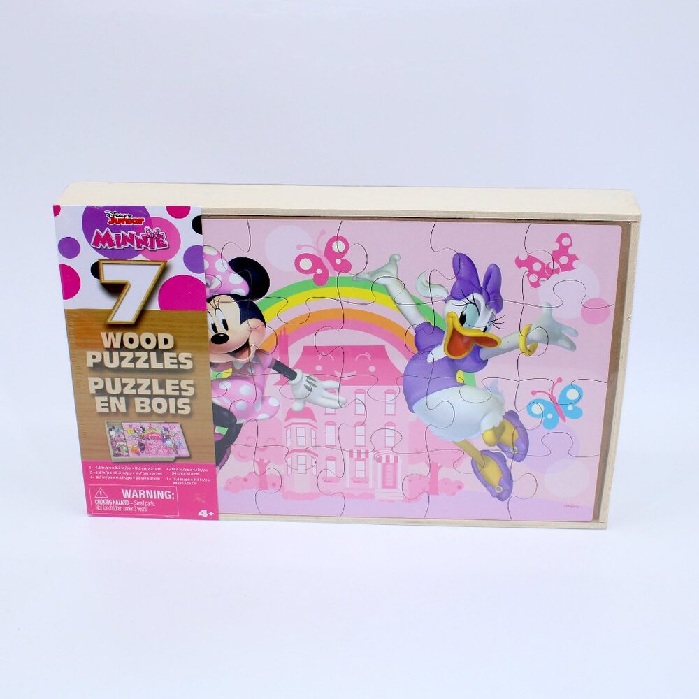 Disney Junior Minnie 7 Wood Puzzles With Tray